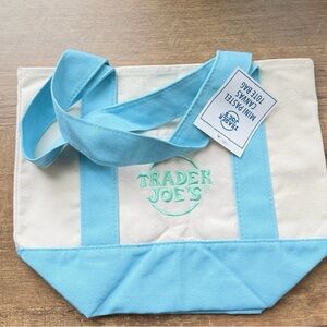 Trader Joe's Canvas Tote Bag in Blue and White